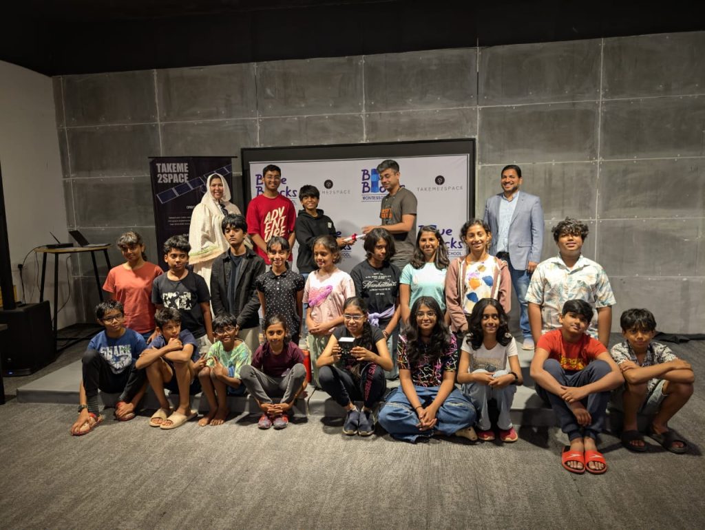 Blue Blocks Adolescent cohort signing an MoU with the TakeMe2Space organization for space-grade technical assistance to build their SBB-1 CubeSat Satellite.