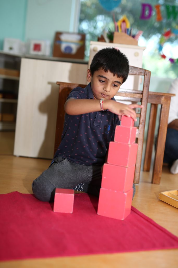 Pink Tower Montessori material the adolescent cohort worked with during their younger years at Blue Blocks Montessori School environment. 